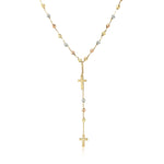 14k Tri-Color Gold Rosary Chain Necklace