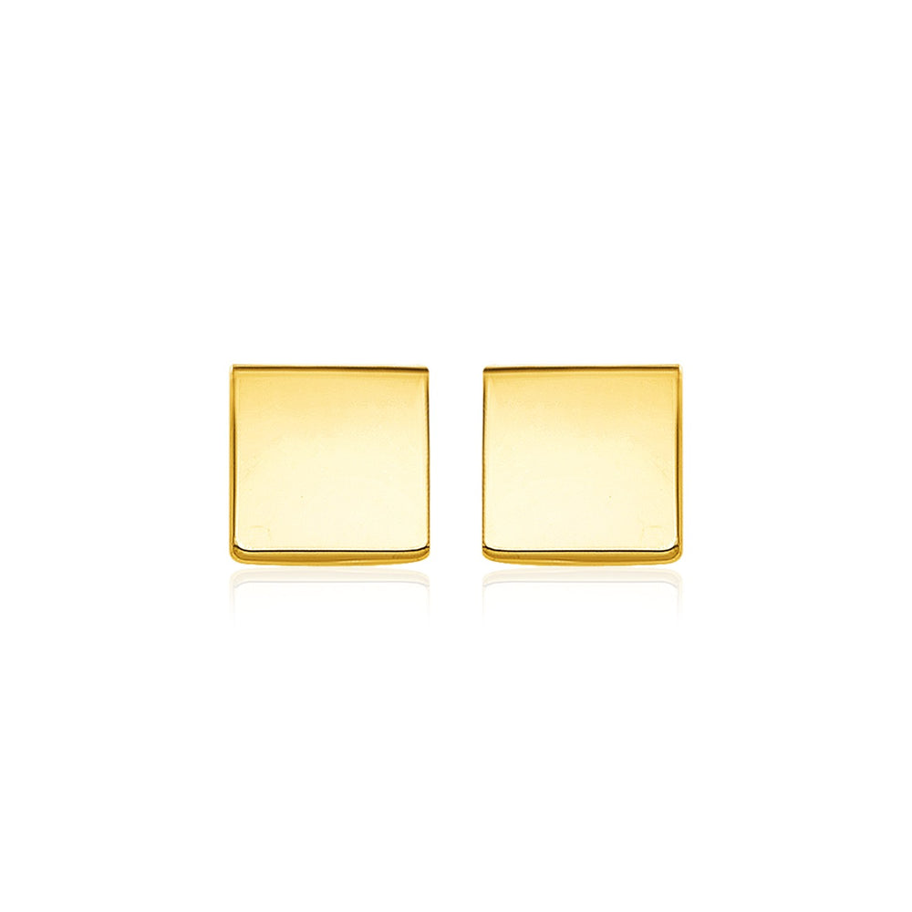 14k Yellow Gold Polished Square Post Earrings