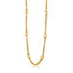 14k Yellow Gold Curved Oval Link and Multi-Strand Cable Chain Necklace