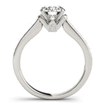 14K White Gold Round Diamond Engagement Ring with Single Row Band Stones (1 1/8 ct. tw.)