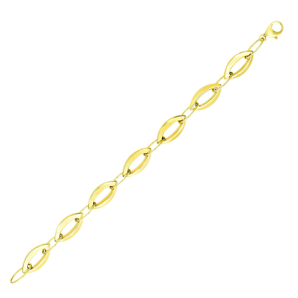14k Yellow Gold Marquis and Oval Cable Chain Bracelet