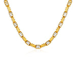 14k Two-Toned Yellow and White Gold Two-Bar Mariner Link Necklace