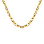 14k Two-Toned Yellow and White Gold Two-Bar Mariner Link Necklace