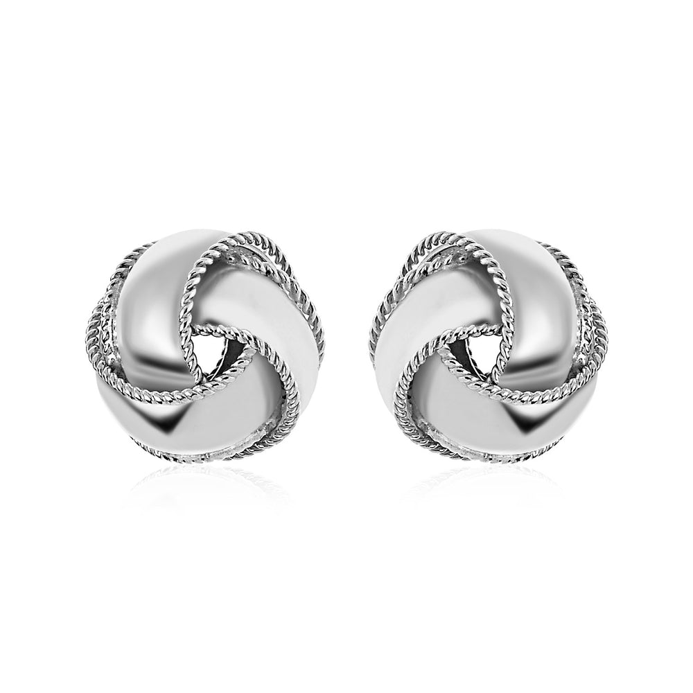 Textured and Polished Love Knot Earrings in Sterling Silver