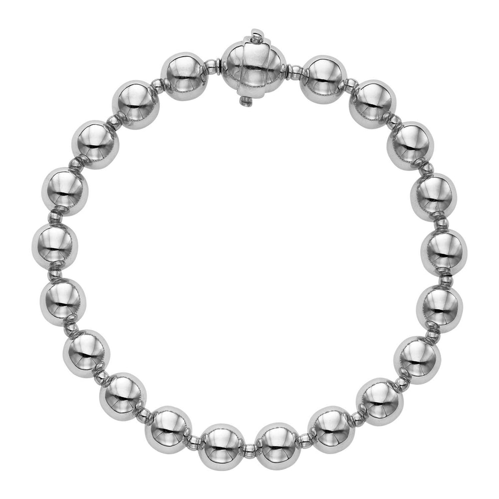 14k White Gold 7 3/4 inch Polished Bead Bracelet