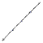 Sterling Silver Woven Bracelet with Blue Sapphire Stations