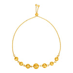Adjustable Bracelet with Textured Spheres in 14k Yellow Gold