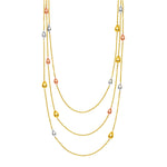 14k Tri Color Gold Multi Strand Necklace with Teardrops