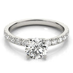 14K White Gold Single Row Shank Round Diamond Engagement Ring (1 1/3 ct. tw.)