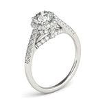 14K White Gold Round Cut Pave Set Shank Diamond Engagement Ring (1 3/8 ct. tw.)