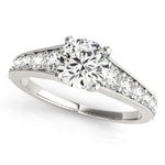 14K White Gold Antique Style Tapered Shank Round Diamond Engagement Ring (1 3/8 ct. tw.)