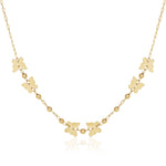 14k Yellow Gold 18 inch Necklace with Polished Butterflies and Beads