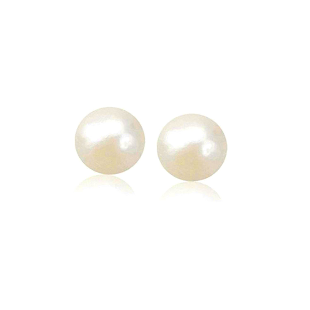 14k Yellow Gold Freshwater Cultured White Pearl Stud Earrings (7.0 mm)