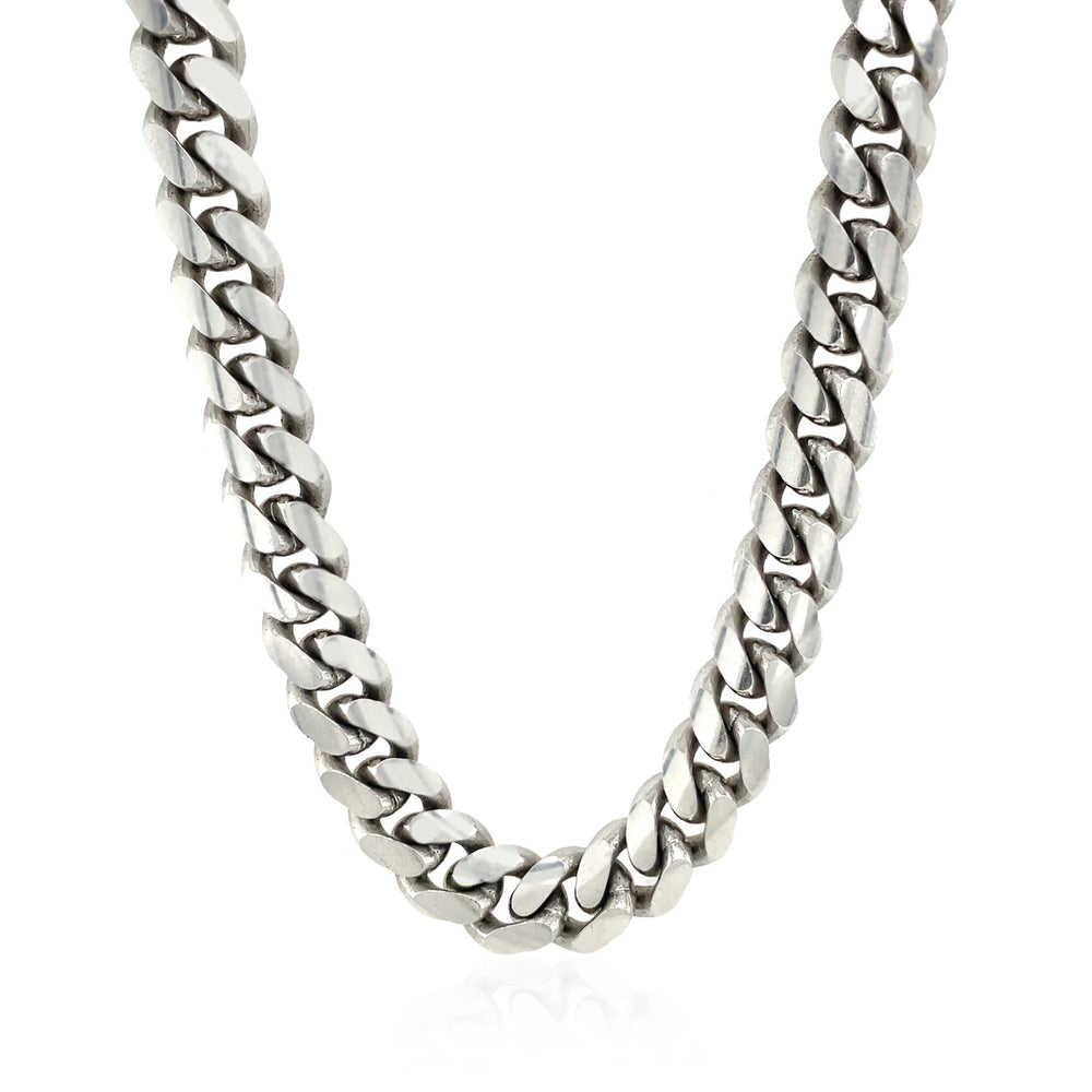 Sterling Silver Rhodium Plated Miami Cuban Chain 9.8mm