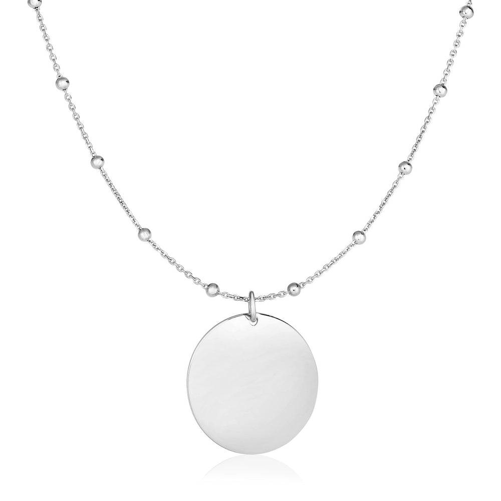 Sterling Silver 18 inch Necklace with Polished Round Pendant