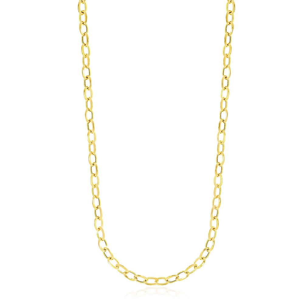 14k Yellow Gold Cable Chain Style Polished Necklace