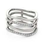 14k White Gold Multiple Band Design Ring with Diamonds (3/8 cttw)