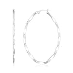 Sterling Silver Wavy Effect Oval Hoop Earrings