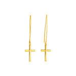 14k Yellow Gold Dangle Cross Earrings