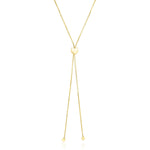 14k Yellow Gold Adjustable Heart Style Lariat Necklace