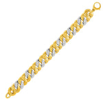14k Two-Tone Yellow and White Gold Flat Double Link Bracelet