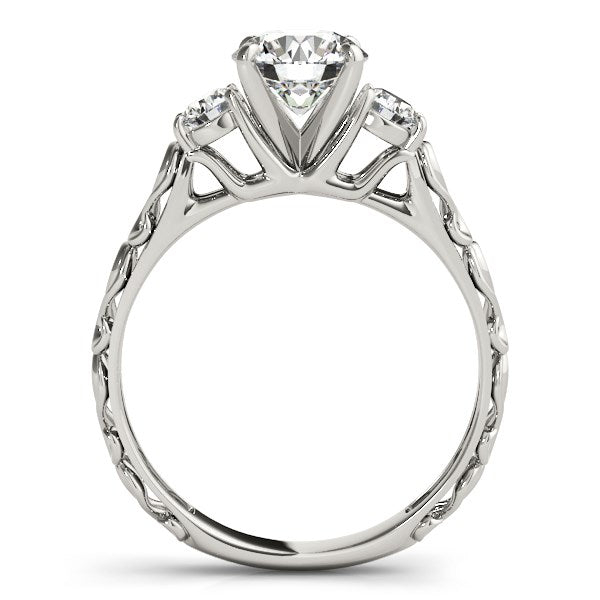 14K White Gold Antique Design 3 Stone Round Diamond Engagement Ring (1 3/4 ct. tw.)