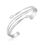 Sterling Silver Three Part Polished Arrow Motif Cuff Bangle