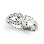 Two Stone Split Shank Design Diamond Ring in 14K White Gold (3/4 ct. tw.)