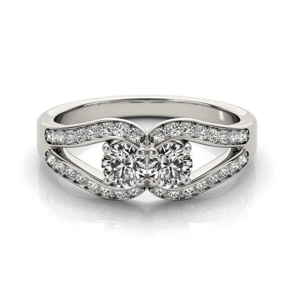 Two Stone Split Shank Design Diamond Ring in 14K White Gold (3/4 ct. tw.)