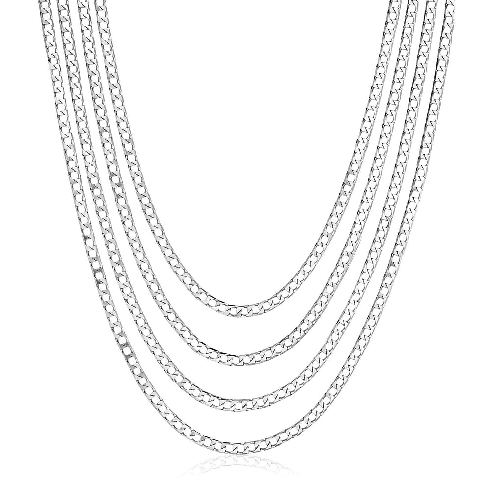 Sterling Silver 18 inch Four Strand Polished Link Necklace