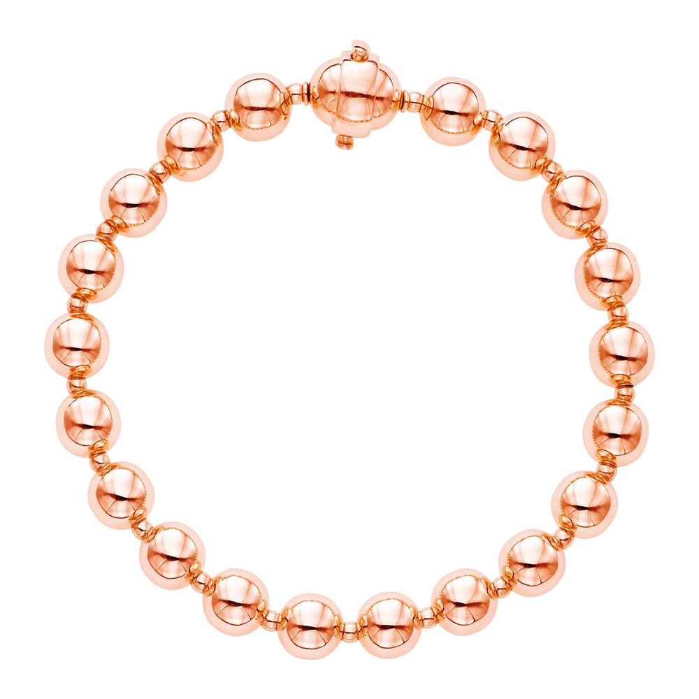 14k Rose Gold 7 3/4 inch Polished Bead Bracelet