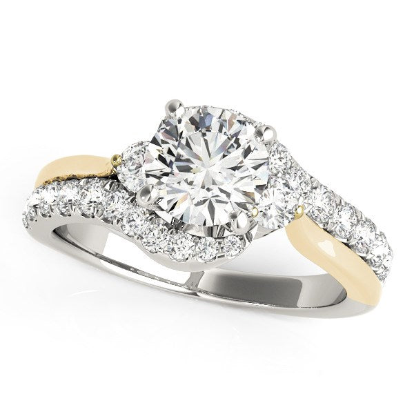 14K White And Yellow Gold Round Bypass Diamond Engagement Ring (1 1/2 ct. tw.)