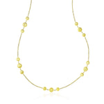 14k Yellow Gold Chain Necklace with Round 3-Cluster Satin Stations