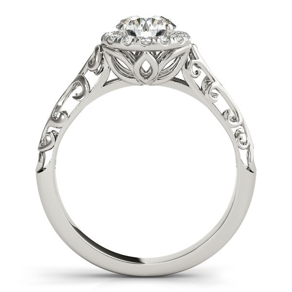14K White Gold Halo Antique Style Round Diamond Engagement Ring (5/8 ct. tw.)