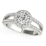 14K White Gold Round Diamond Split Shank Design Engagement Ring (7/8 ct. tw.)