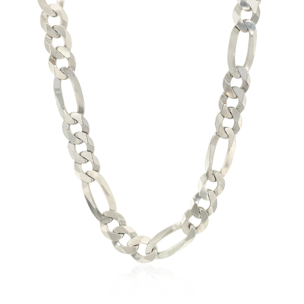 Sterling Silver Rhodium Plated Classic Figaro Chain 8.1mm
