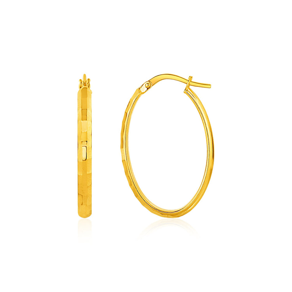 Shiny Oval Hoop Earrings in 10k Yellow Gold