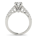 14K White Gold Scalloped Single Row Band Round Diamond Engagement Ring (1 3/8 ct. tw.)