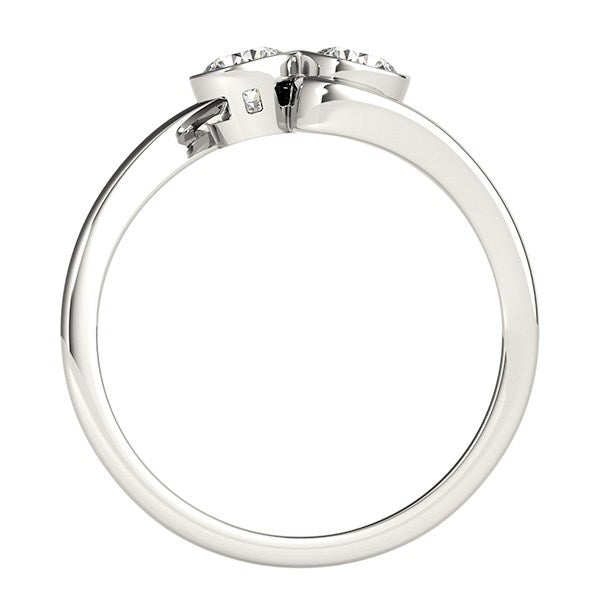 14K White Gold Bezel Set Curved Band Two Stone Diamond Ring (1/2 ct. tw.)