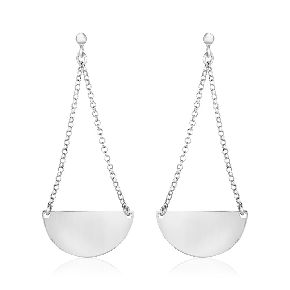 Sterling Silver Polished Half Circle Dangle Earrings