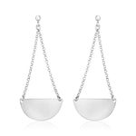 Sterling Silver Polished Half Circle Dangle Earrings