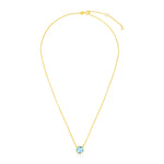 14k Yellow Gold 17 inch Necklace with Cushion Blue Topaz