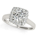 14K White Gold Square Shape Border Round Cut Diamond Engagement Ring (1 1/3 ct. tw.)