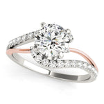 14K White And Rose Gold Round Bypass Split Shank Diamond Engagement Ring (1 1/3 ct. tw.)