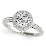 14K White Gold Round Diamond Engagement Ring with Pave Set Halo (1 1/2 ct. tw.)