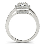 14K White Gold Round Diamond Engagement Ring with Pave Set Halo (1 1/2 ct. tw.)