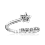 Sterling Silver Rhodium Plated Flower Design White Cubic Zirconia Toe Ring