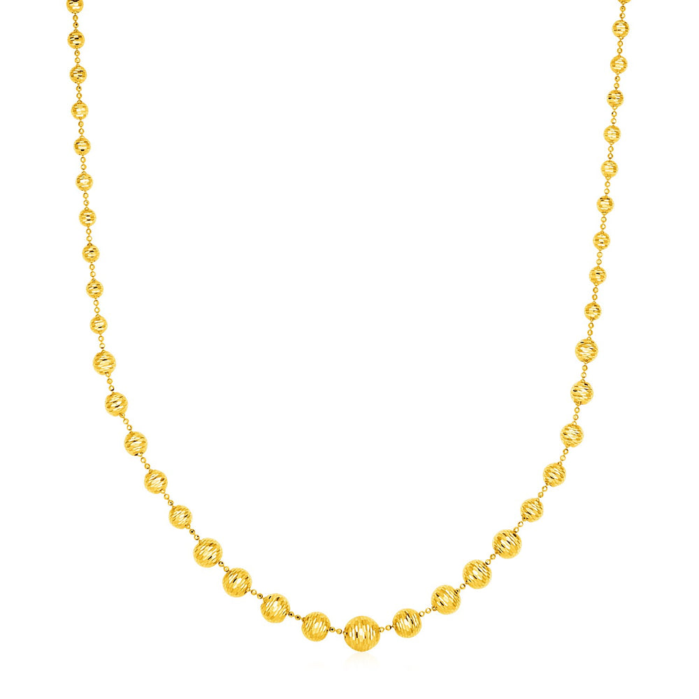 14k Yellow Gold Graduated Beaded Necklace