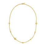 14k Yellow Gold 24 inch Station Necklace with Spheres