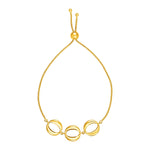 Adjustable Bracelet with Shiny Open Circles in 14k Yellow Gold